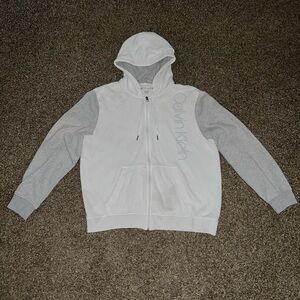 Calvin Klein Vintage OG White Grey Zip Up Hoodie